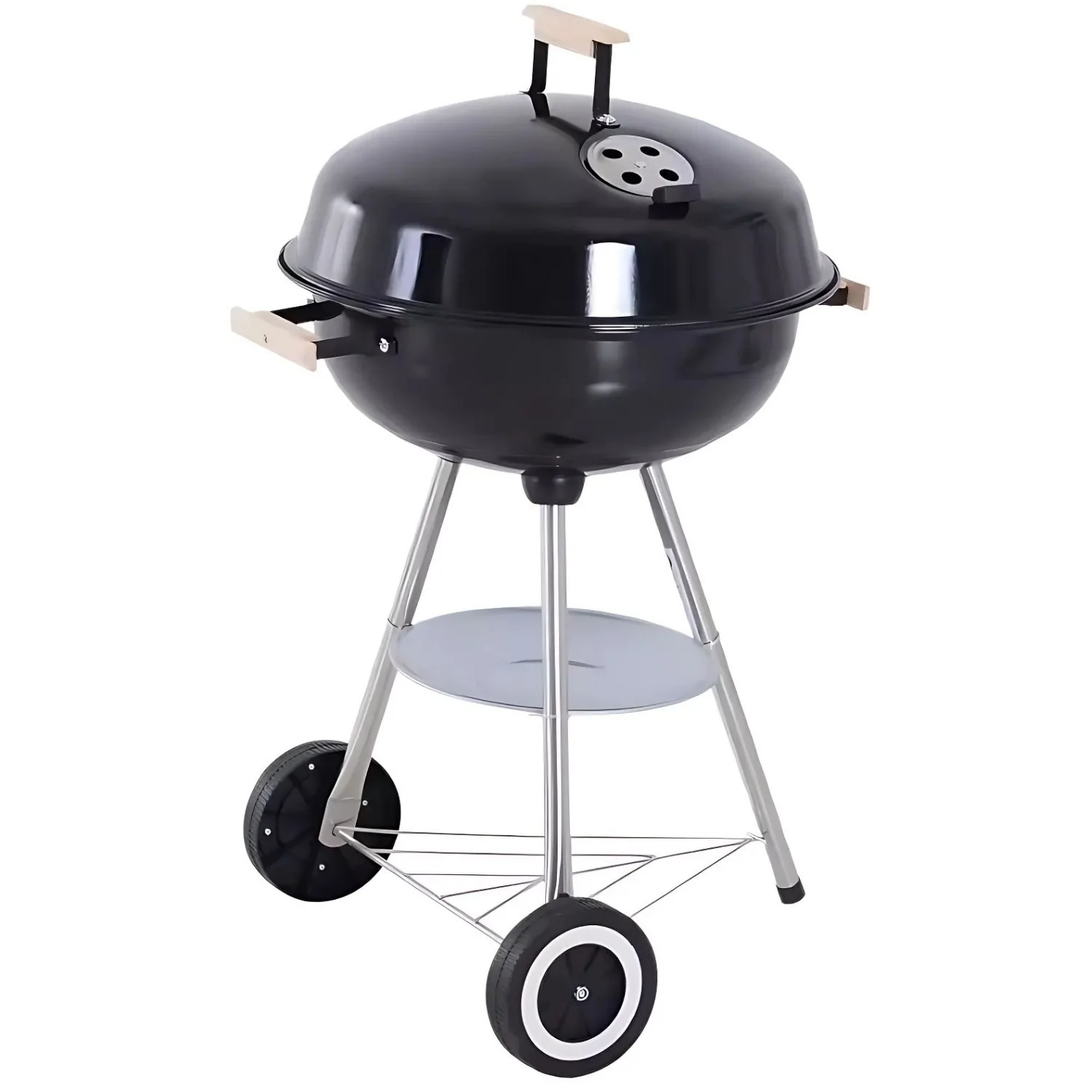 Parrilla De Carbón Redonda Portátil 46X80 Cm Hierro Con Tapa Y Estante Inferior Estilo Barbacoa BBQ. Asador Al Carbón. - Image 2