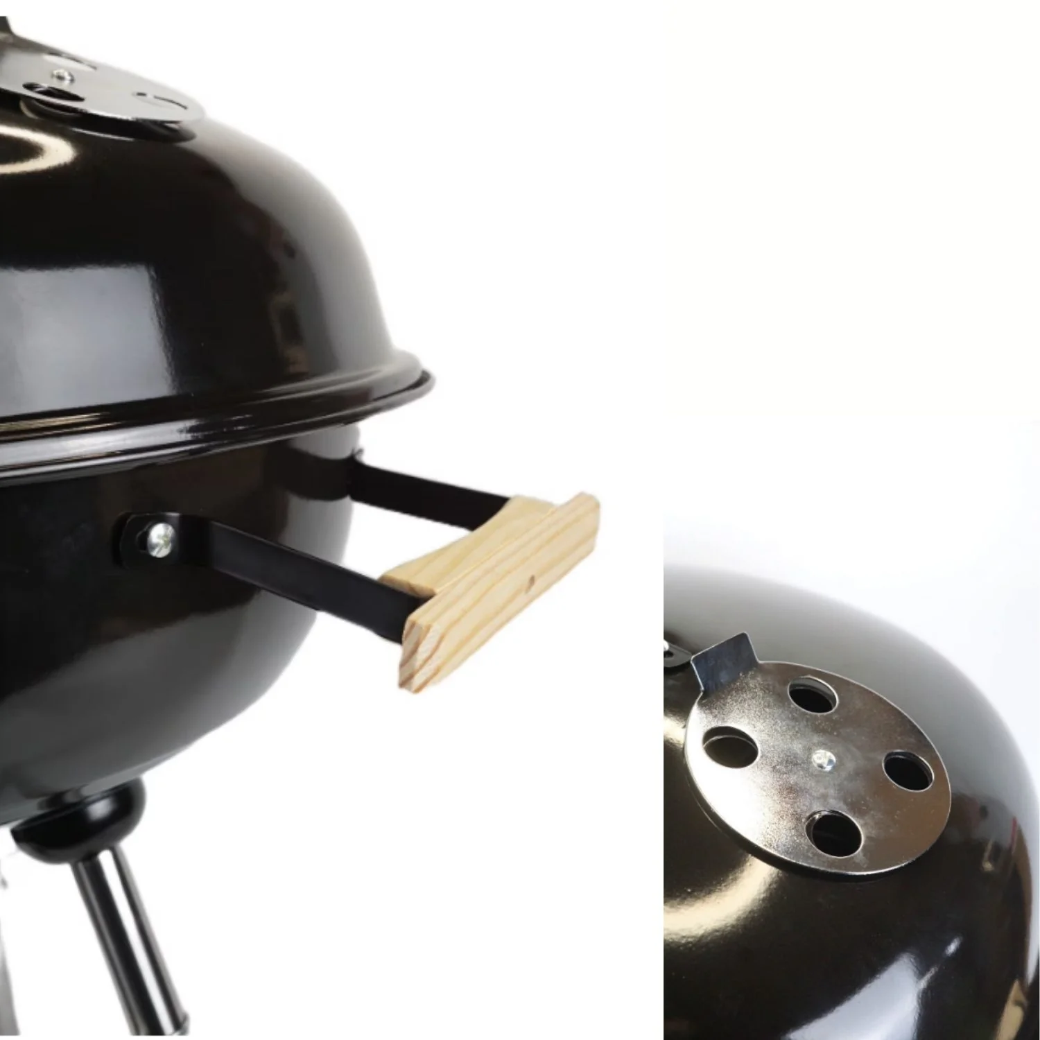 Parrilla De Carbón Redonda Portátil 46X80 Cm Hierro Con Tapa Y Estante Inferior Estilo Barbacoa BBQ. Asador Al Carbón. - Image 4
