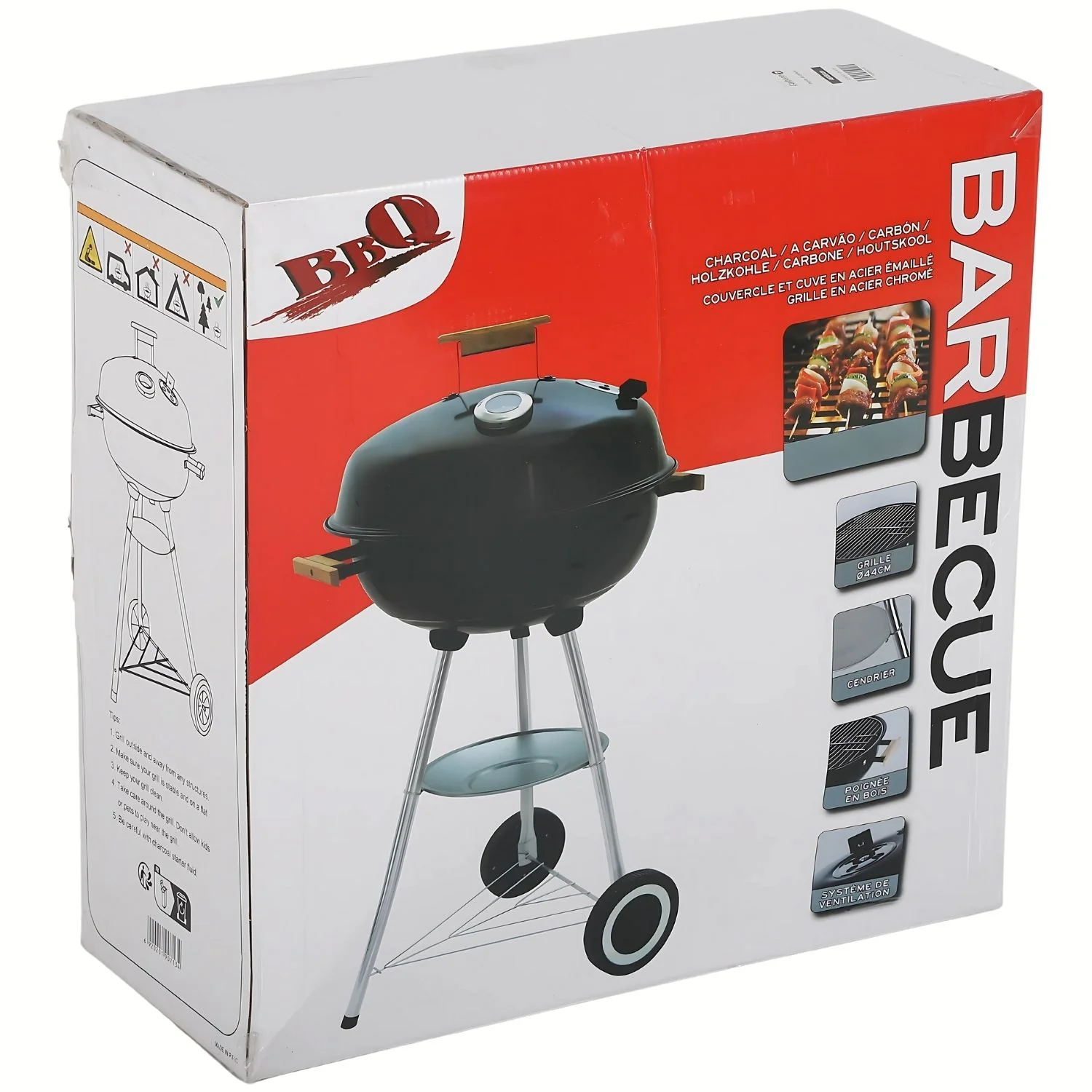 Parrilla De Carbón Redonda Portátil 46X80 Cm Hierro Con Tapa Y Estante Inferior Estilo Barbacoa BBQ. Asador Al Carbón. - Image 5