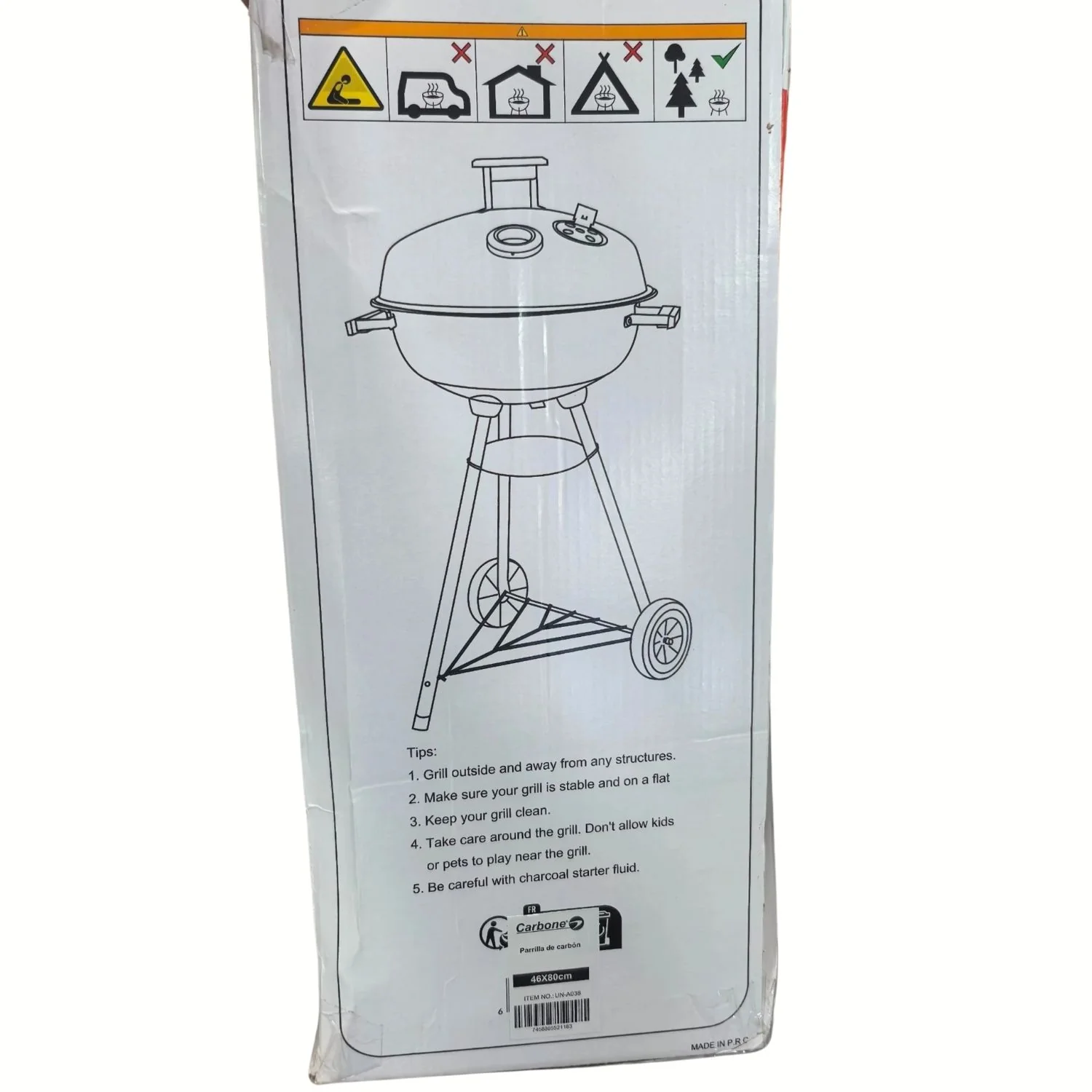 Parrilla De Carbón Redonda Portátil 46X80 Cm Hierro Con Tapa Y Estante Inferior Estilo Barbacoa BBQ. Asador Al Carbón. - Image 6