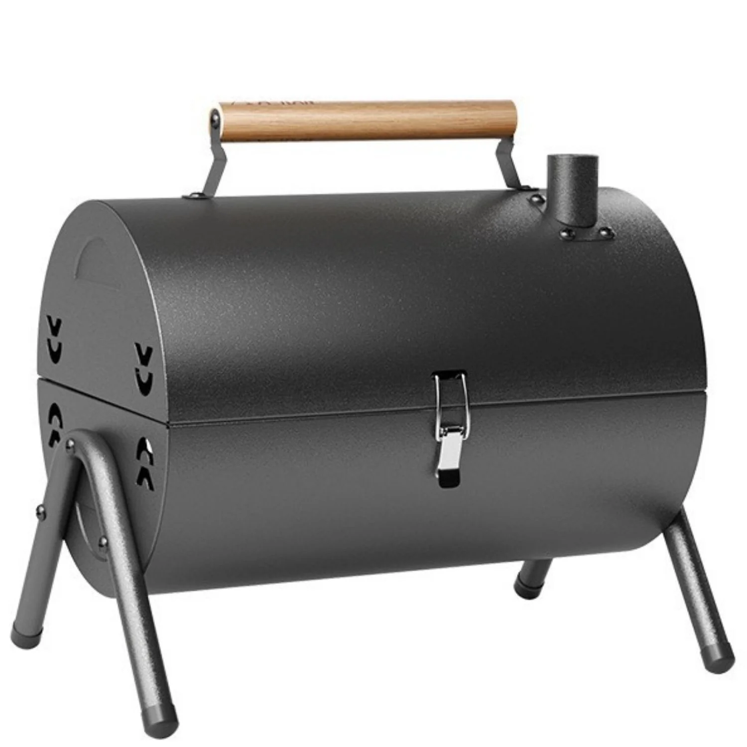 Parrilla De Carbón Tipo Barril 38X25x35 Cm Portátil Con Tapa Y Chimenea Estilo BBQ De Hierro. Asador De Carbón. - Image 2