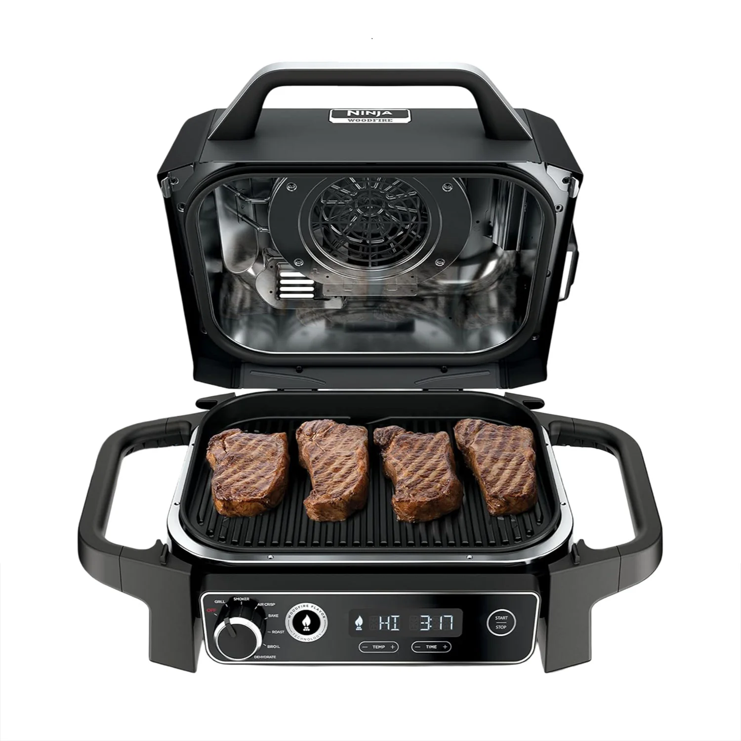 Parrilla Ahumador Exterior 7 En 1 Y Freidora De Aire Ninja Woodfire. Asador De Exterior Y Air Fryer OG701.