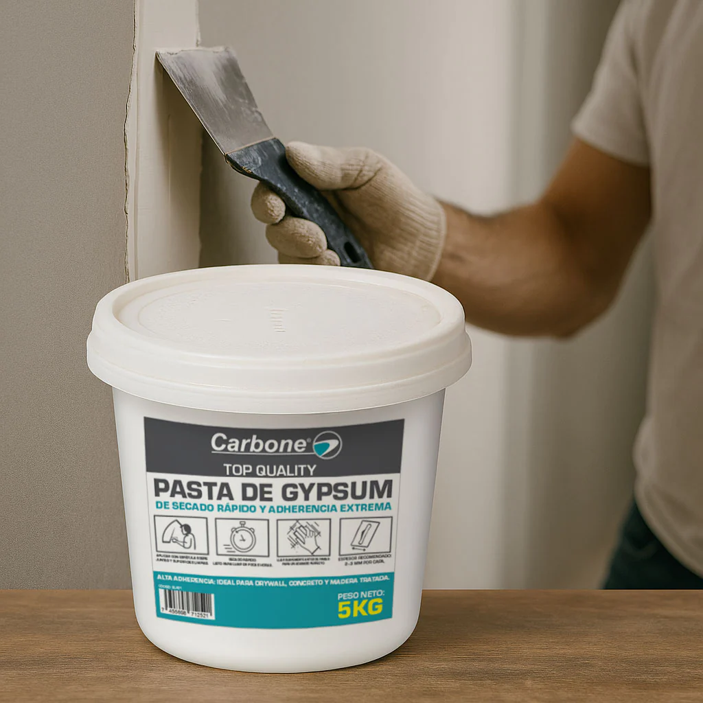 Pasta Para Gypsum Drywall 5Kg / 11 Lbs Secado Rapido, Adherencia Extrema Resanador De Muros Marca Carbone
