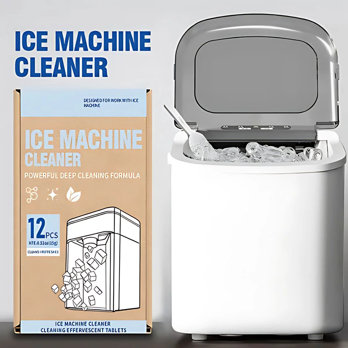 Pastillas Efervescentes Para Limpieza Máquinas De Hielo – Tabletas Limpiadoras De Hielera. Pack De 12 Unidades.