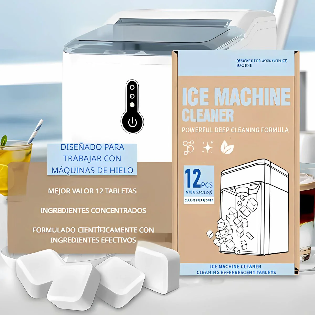 Pastillas Efervescentes Para Limpieza Máquinas De Hielo – Tabletas Limpiadoras De Hielera. Pack De 12 Unidades. - Image 4