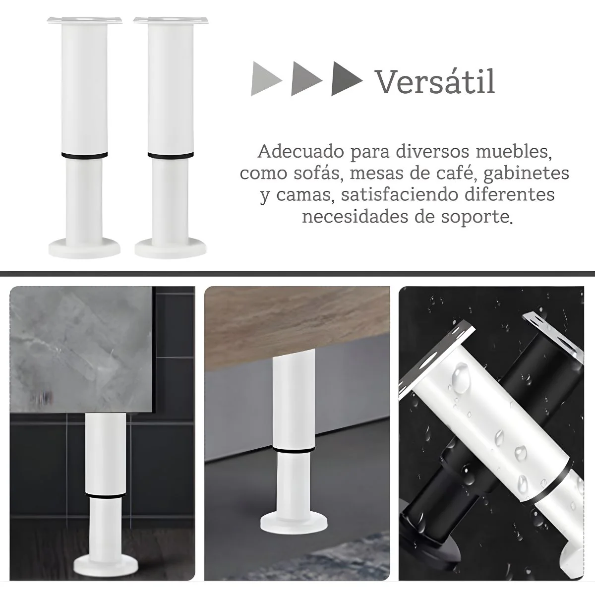 Pata Ajustable Para Muebles 8–12Cm. Soporte Metálico Reforzado Para Sofás, Mesas O Gabinetes. Fáciles De Instalar Y Nivelar. Color Blanco. - Image 2