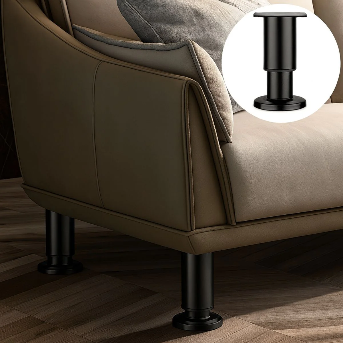Pata Ajustable Para Muebles 8–12Cm. Soporte Metálico Reforzado Para Sofás, Mesas O Gabinetes. Fáciles De Instalar Y Nivelar. Color Negro. - Image 4