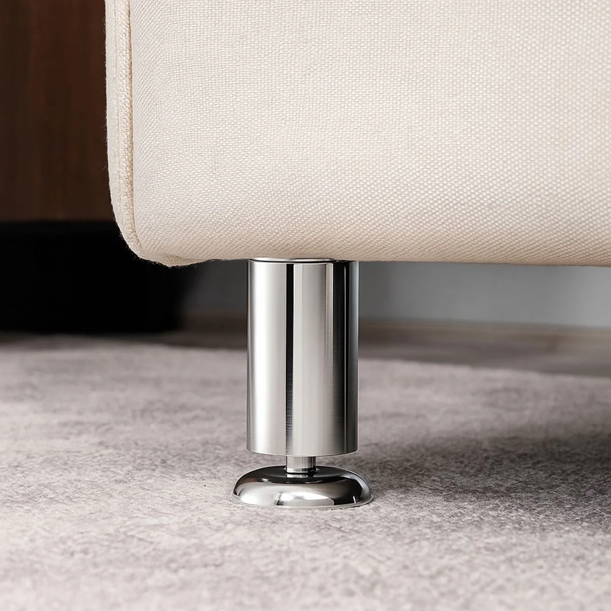 Patas De Muebles Niveladores Ajustables De Acero Inoxidable 10 Cm (3.9”) Pie Para Sofás, Camas, Muebles De Cocina Y Armarios. Color Plateado. Incluye Tornillos. (1 Und)