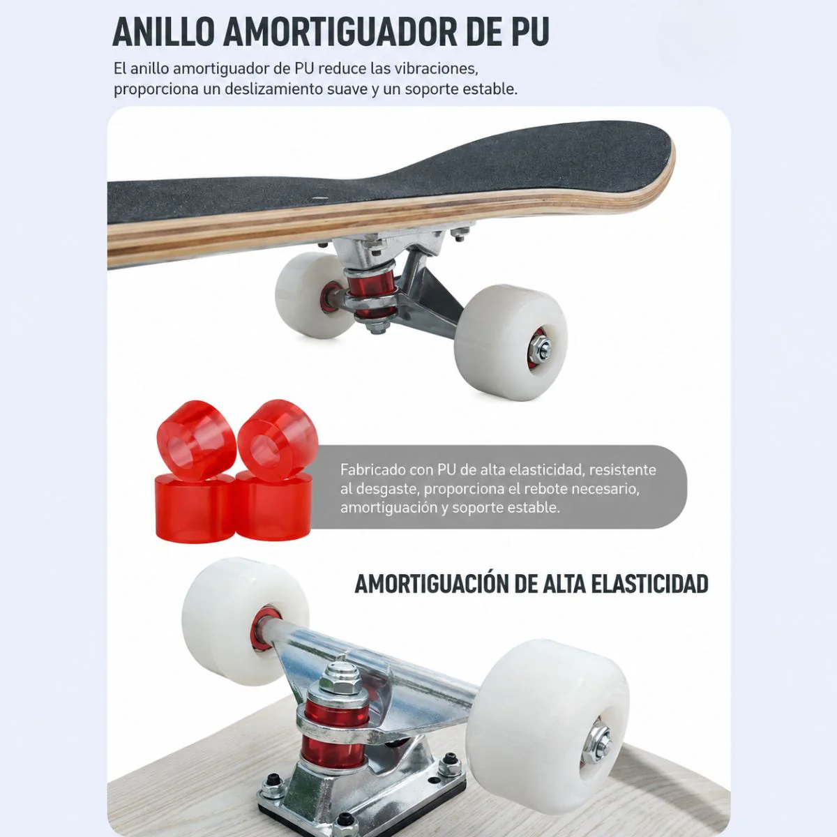 Patineta Skateboard Completa 31” Maple/Arce AAAA ABEC-7 Con Ruedas PU 95A Y Base Aluminio Skate Pro. Diseño Tiburón - Image 4