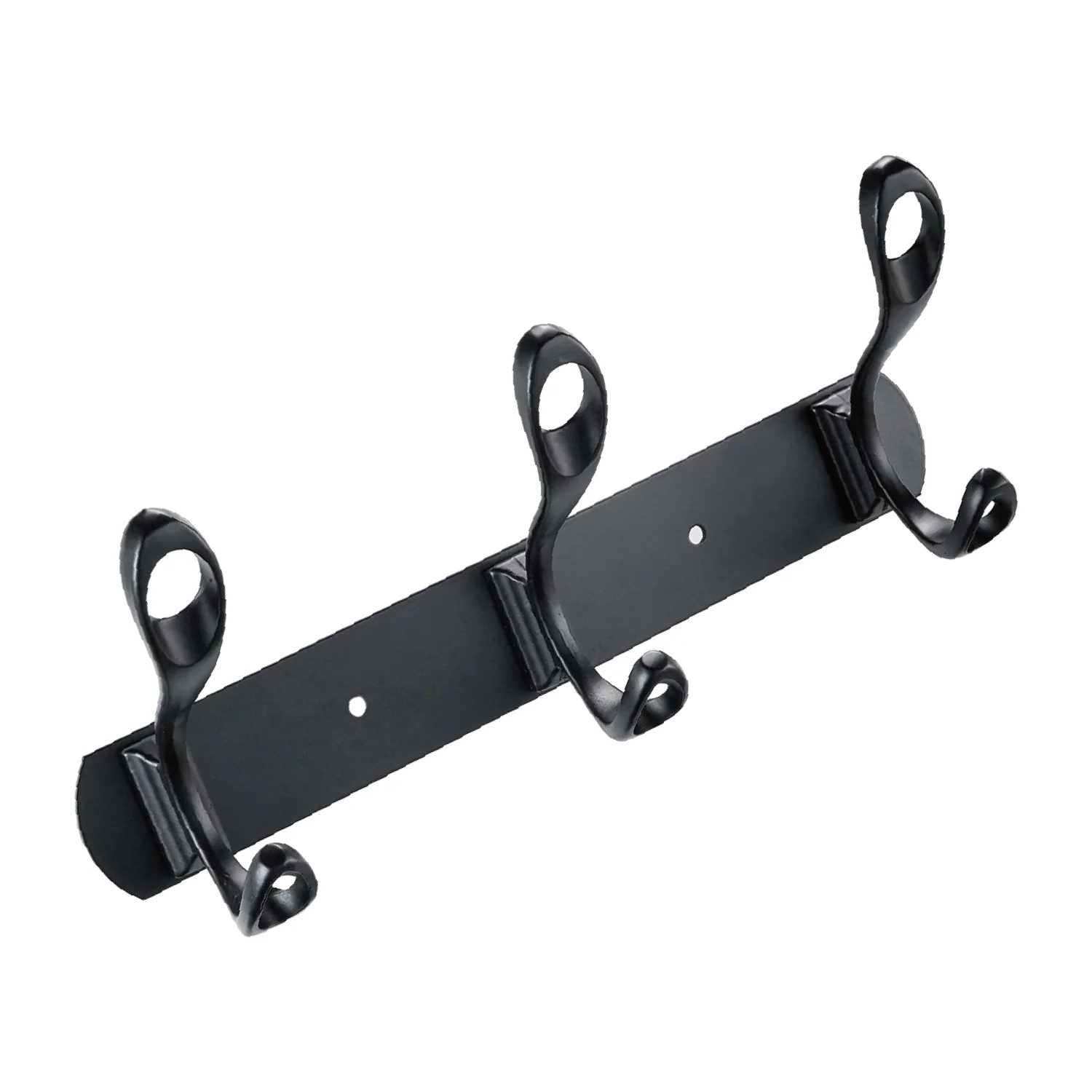 Perchero De Pared Con 3 Ganchos Dobles. Acero Inoxidable Y Aluminio. Ideal Para Toallas O Ropa. Color Negro. - Image 2
