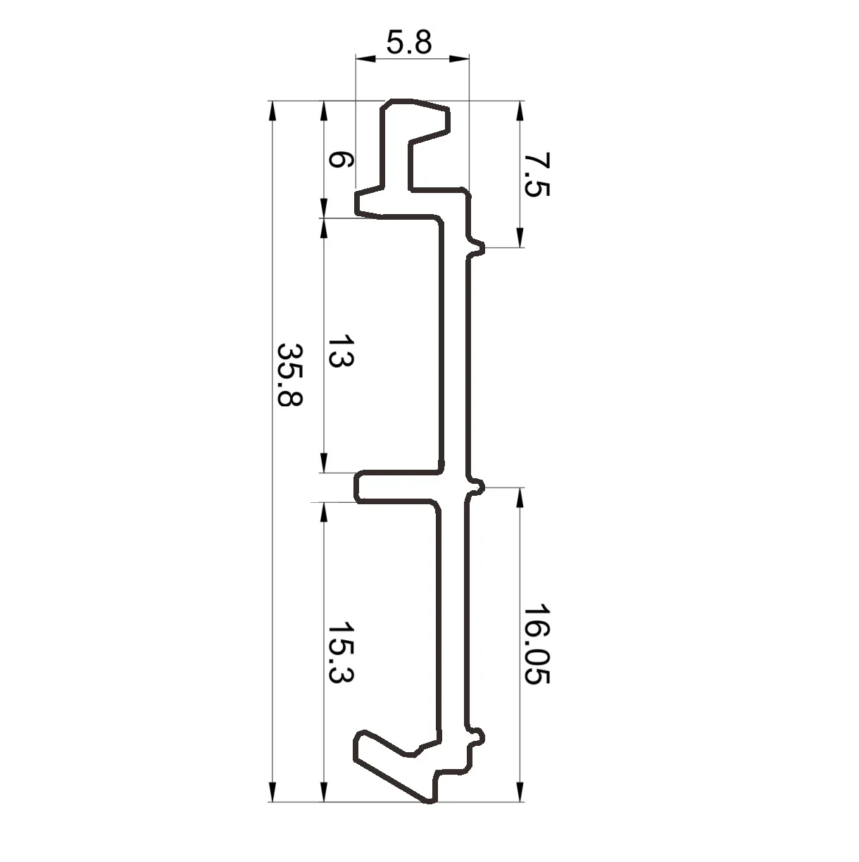 Perfil Adaptador UPVC Para Inversor 60Mm Serie Abatible Upview Carbone Espesor 2.5Mm Largo 5.85M Color Blanco Microtexturizado