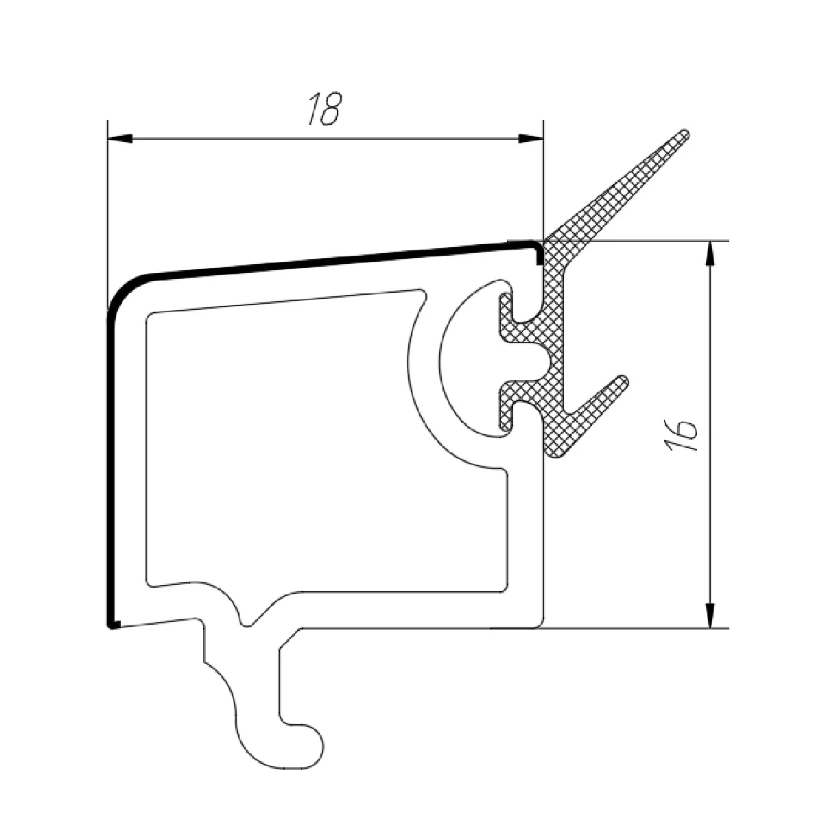 Perfil Junquillo Recto UPVC Envidriador Insulado 18 Mm Serie Abatible 60Mm Upview Carbone Espesor 1.6Mm Largo 5.85M Color Blanco