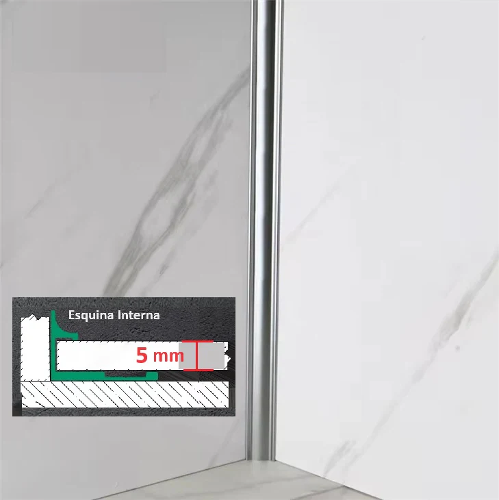 Perfil Remate Esquina Interna Laminas De 5Mm Bambú WPC PVC 3M Long Silver - Image 2