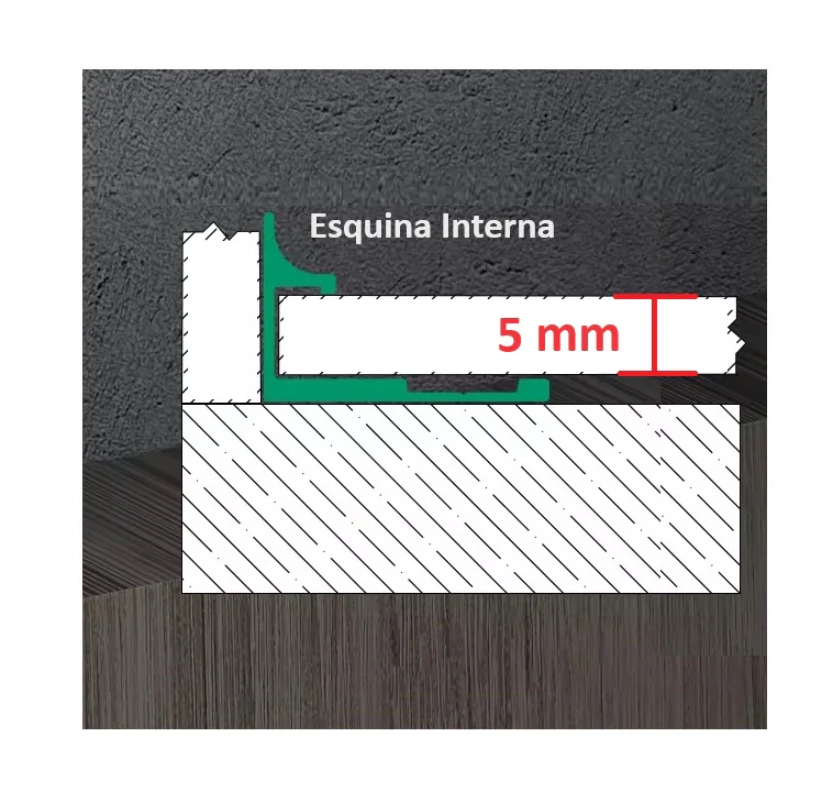 Perfil Remate Esquina Interna Laminas De 5Mm Bambú WPC PVC 3M Long Silver - Image 3