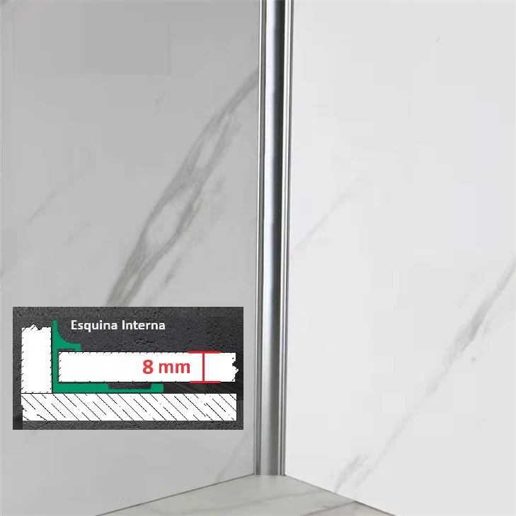Perfil Remate Esquina Interna Laminas De 8Mm Bambú WPC PVC 3M Long Silver - Image 2
