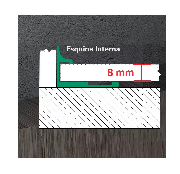 Perfil Remate Esquina Interna Laminas De 8Mm Bambú WPC PVC 3M Long Silver - Image 3