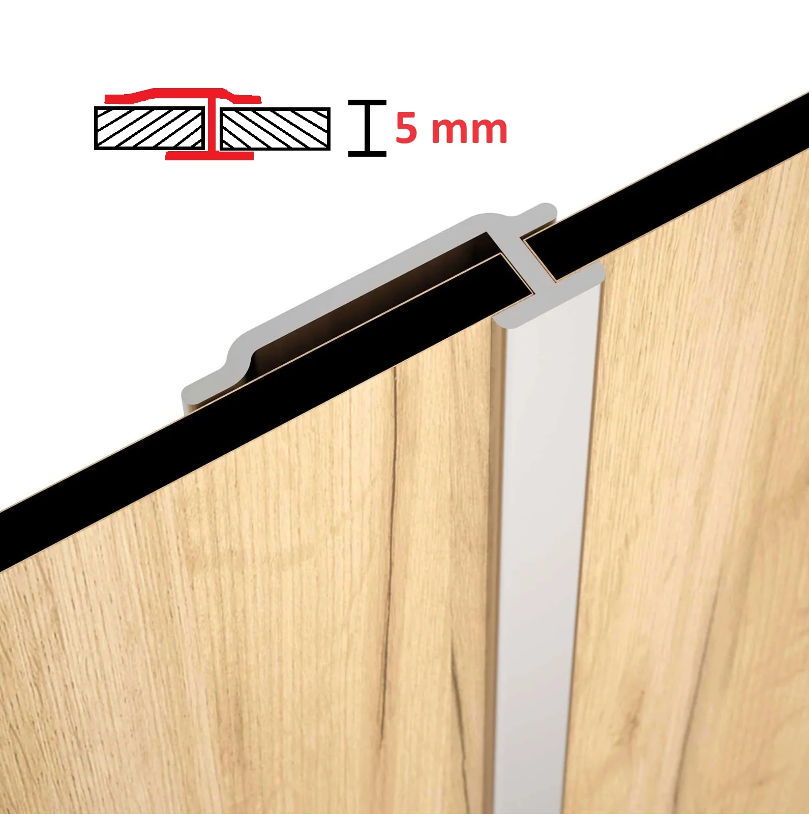 Perfil T Remate Central Entre Laminas 5 Mm Bambú WPC PVC 3M Long Silver
