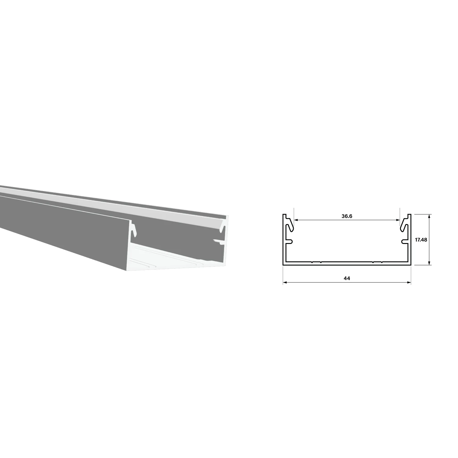 Perfil U Sistema Baranda Clip Aluminio 44 X 17.5 Mm Long 5.85 M Funciona Con Tubo U176 MILLS FINISH - Image 2