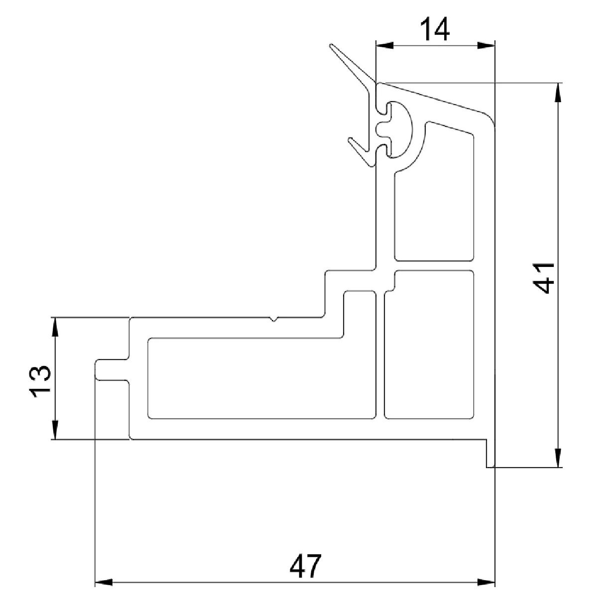 Perfil UPVC Inversor 60Mm Serie Abatible Upview Carbone Espesor 2.5Mm Largo 5.85M Color Blanco Microtexturizado
