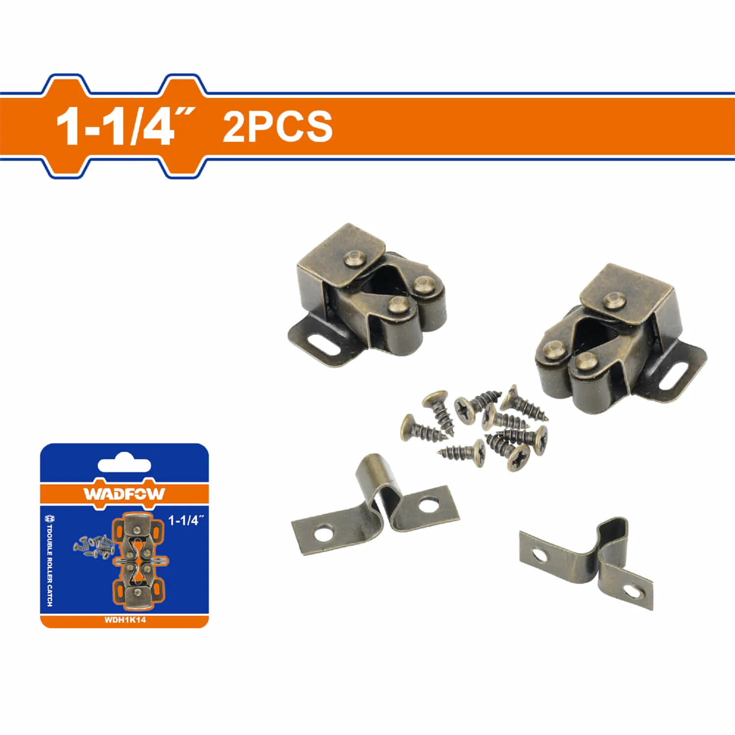 Pestillos Con Placas Y Tornillos Para Muebles 1-1/4". Espesor: 0.6Mm. Superficie Bronce. 2 Pzas.