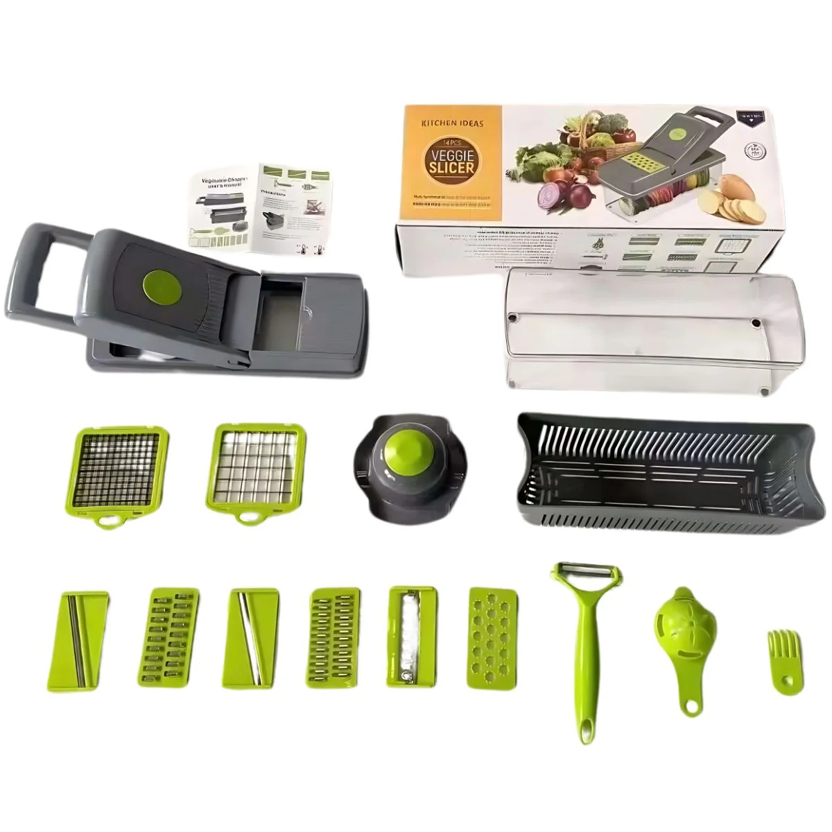 Picadora De Frutas Y Verduras 14 En 1. Cortadora, Rebanadora Y Trituradora Manual Multifuncional. - Image 6