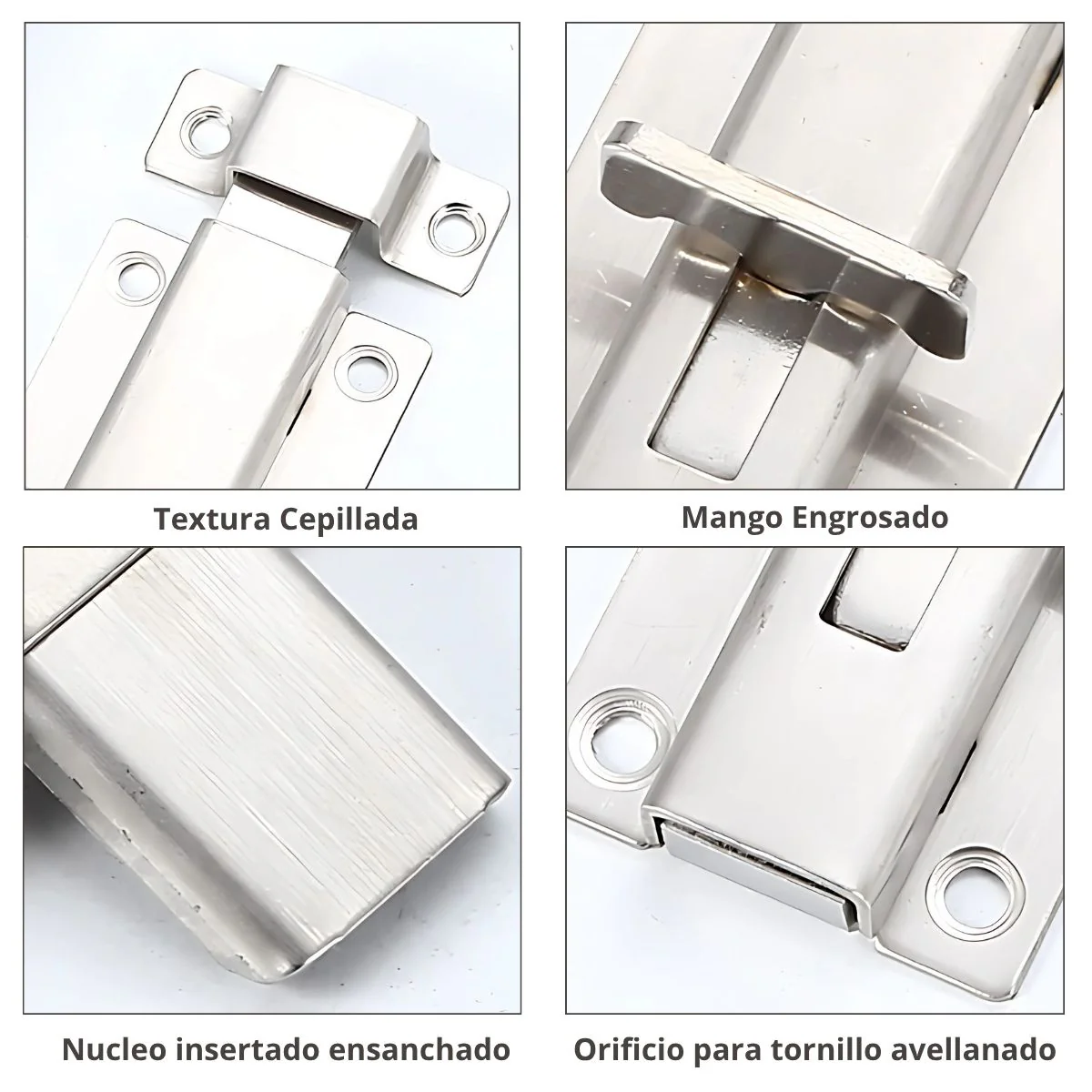 Picaporte De 4” De Acero Inoxidable. Pasador Con Botón Y Tornillos Incluidos. Cerrojo. Pestillo. - Image 2