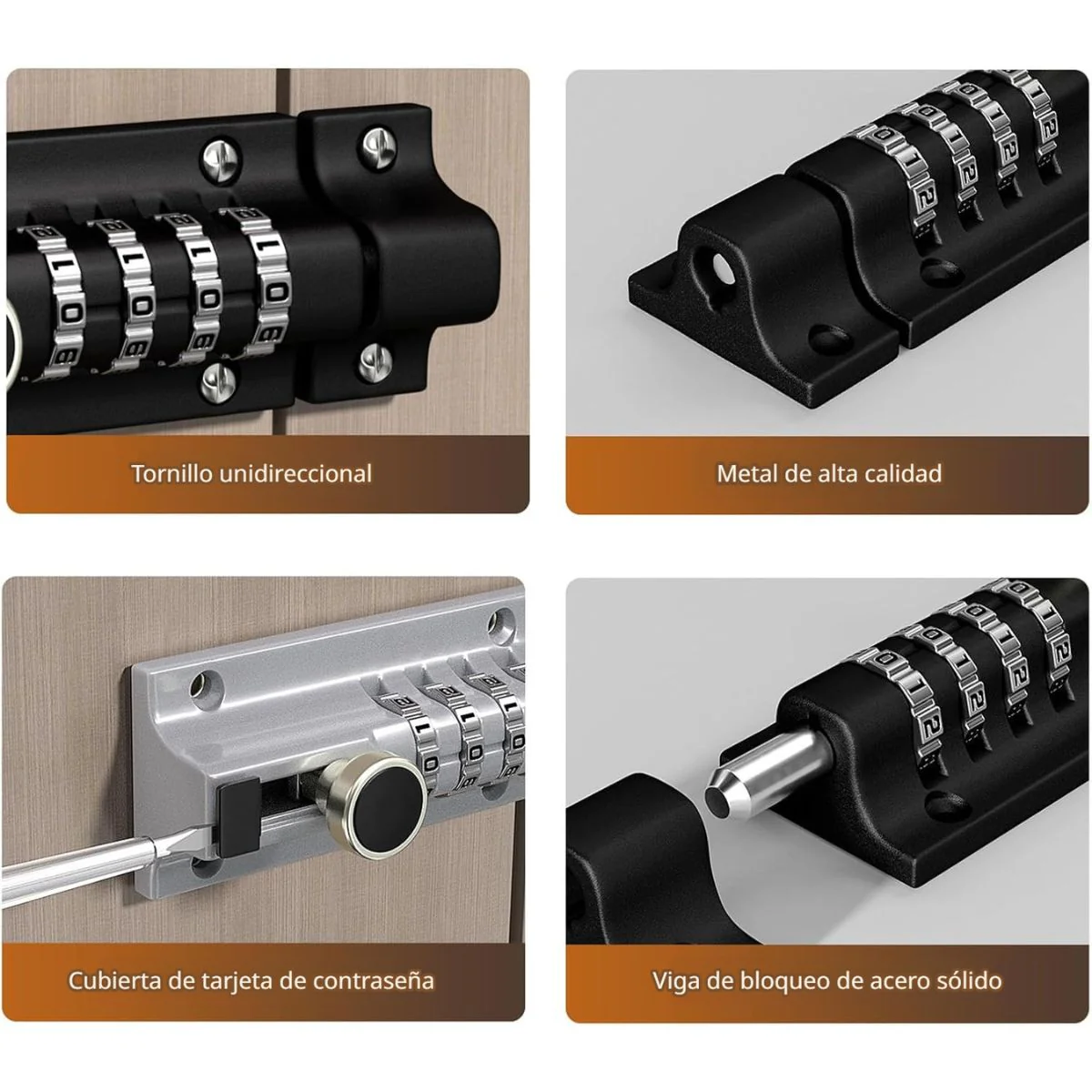 Picaporte Pestillo De Seguridad Reforzado. Cerradura Con Código De 4 Dígitos En Aleación De Zinc Para Exterior E Interior. - Image 3