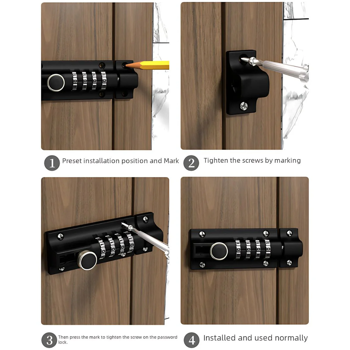 Picaporte Pestillo De Seguridad Reforzado. Cerradura Con Código De 4 Dígitos En Aleación De Zinc Para Exterior E Interior. - Image 4
