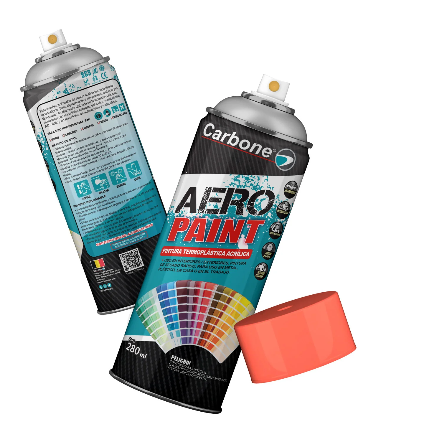 Pintura Aerosol En Spray Fluorescente 280Ml. Interiores Y Exteriores Alta Calidad - Image 2