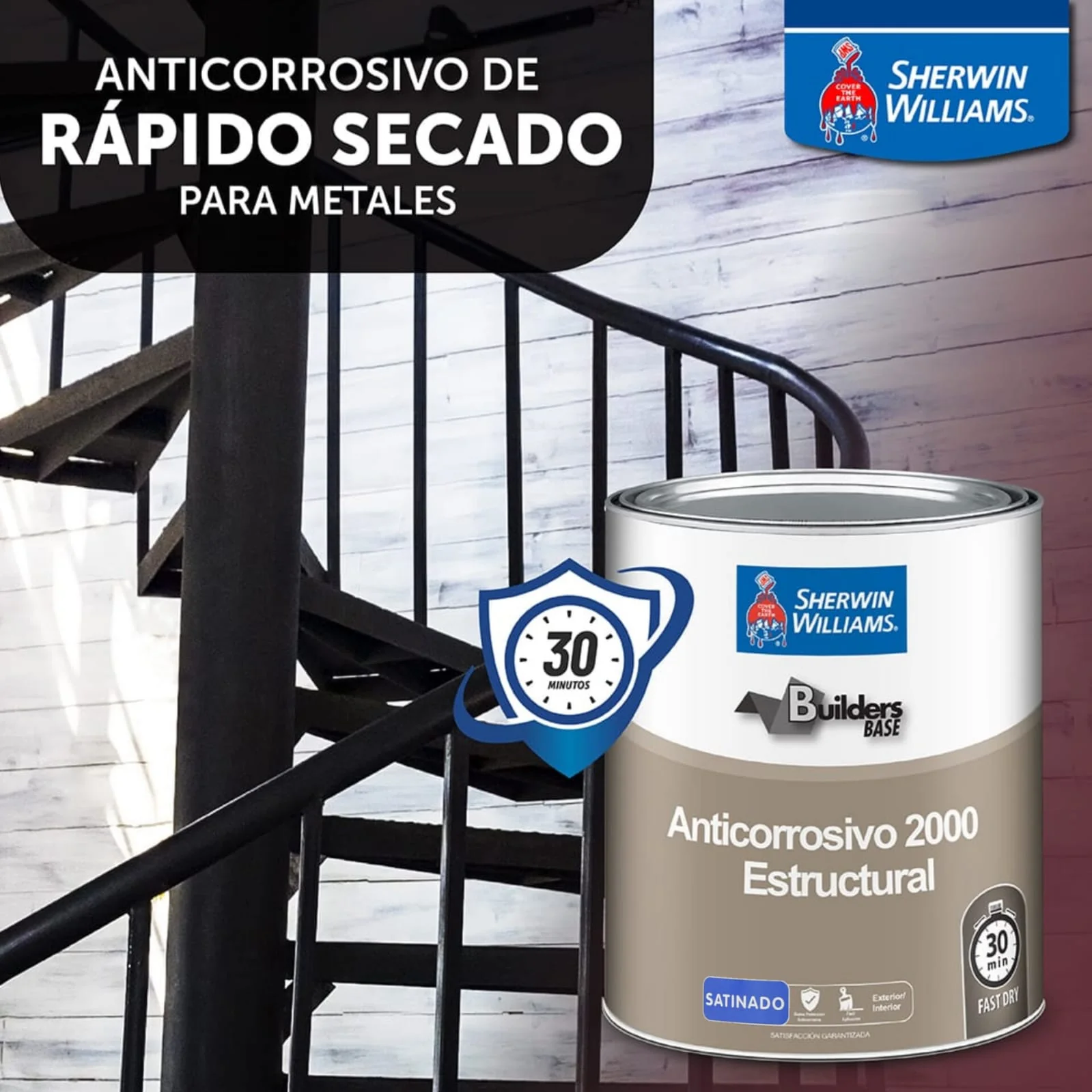Pintura Anticorrosiva Satinada Color Rojo, 1/4 Galón. Sherwin Williams - Image 2