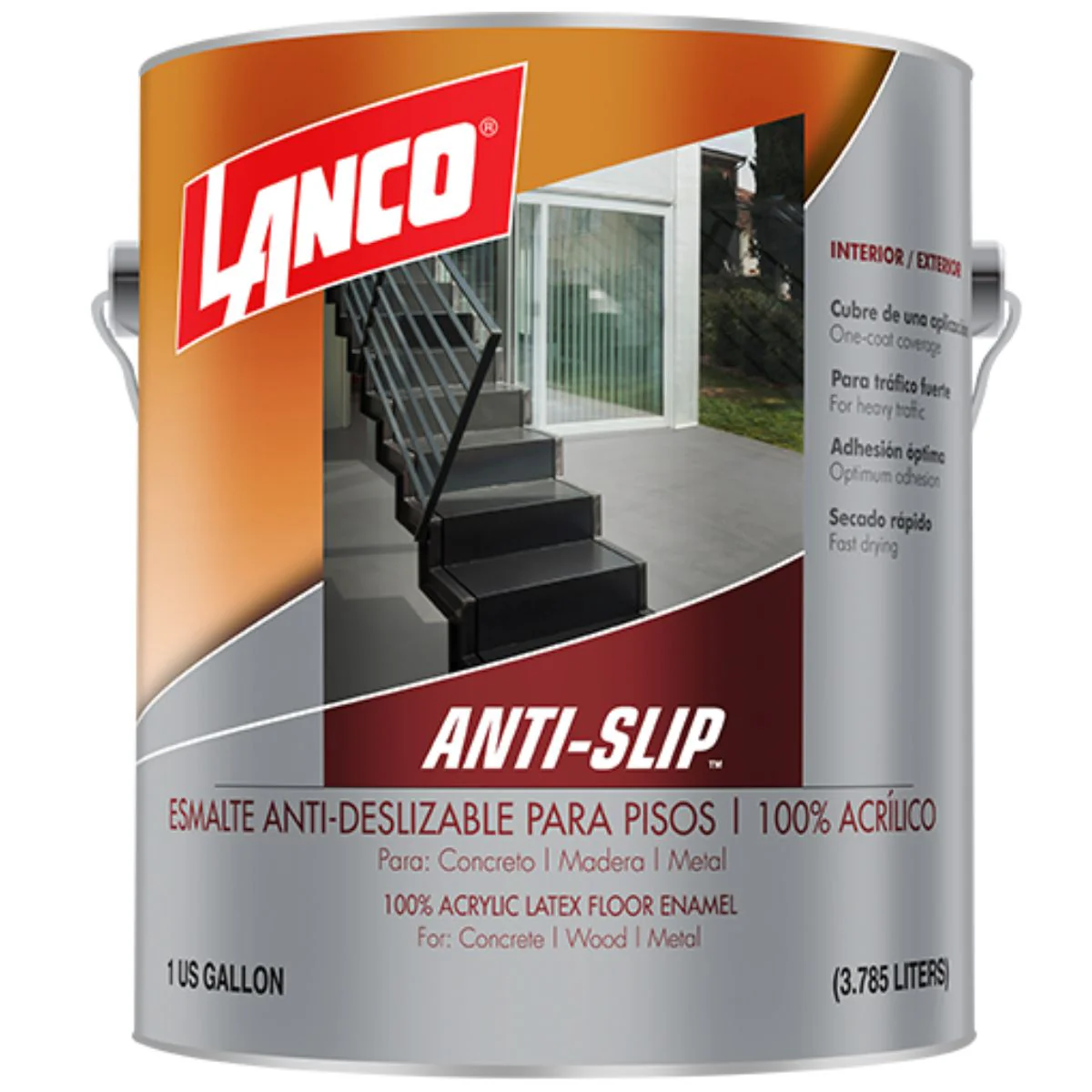Pintura Antideslizante Para Pisos Anti-Slip. Color Slate (Rojo Vino) 1 Galón. Lanco.