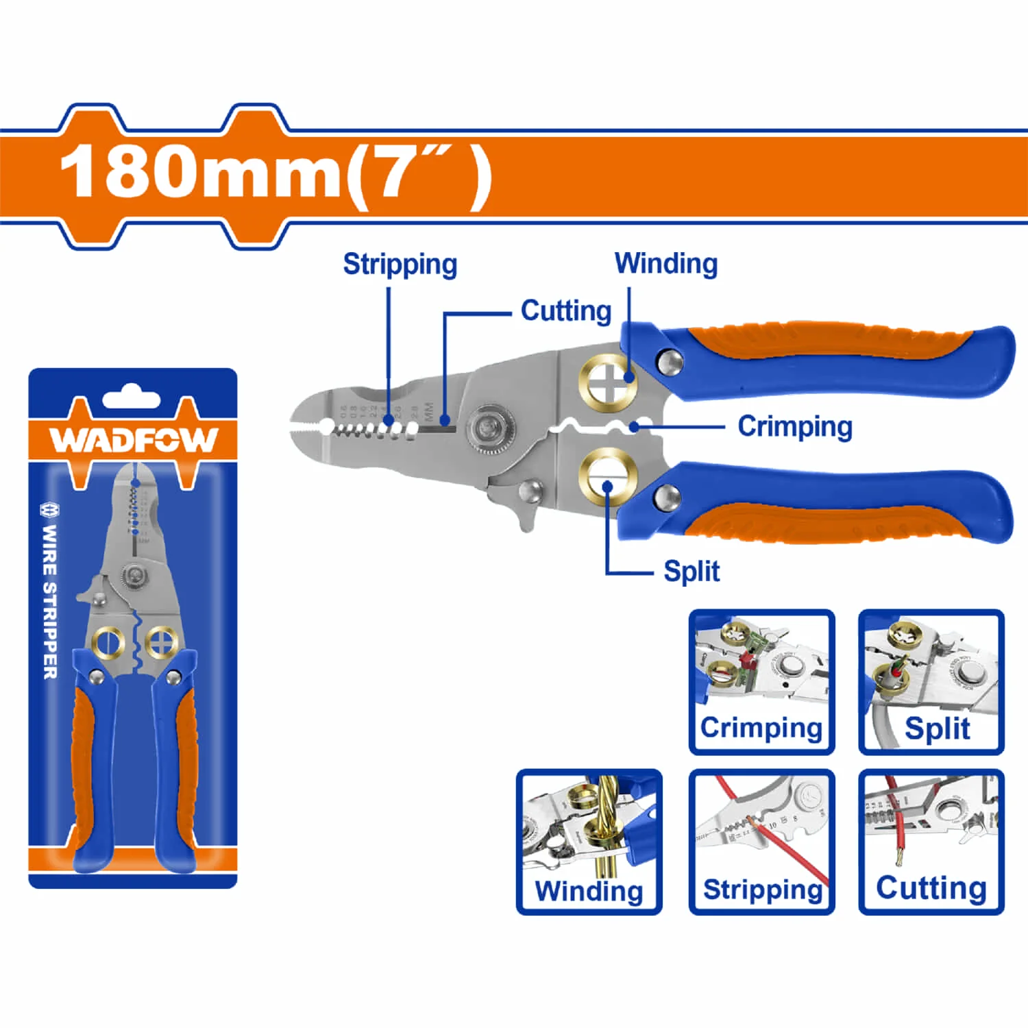 Pinza Pelacables 7" Para Cables Eléctricos. Corta Cables Electricos