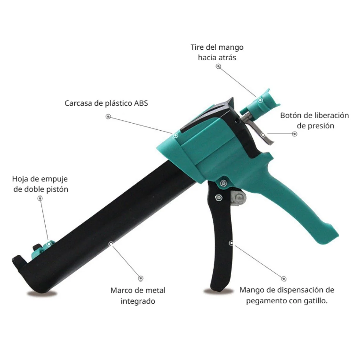 Pistola Calafateadora Doble Cartucho Para Usar Con Cartucos Dobles Con Epoxicos, Resina De Doble Componente. - Image 3