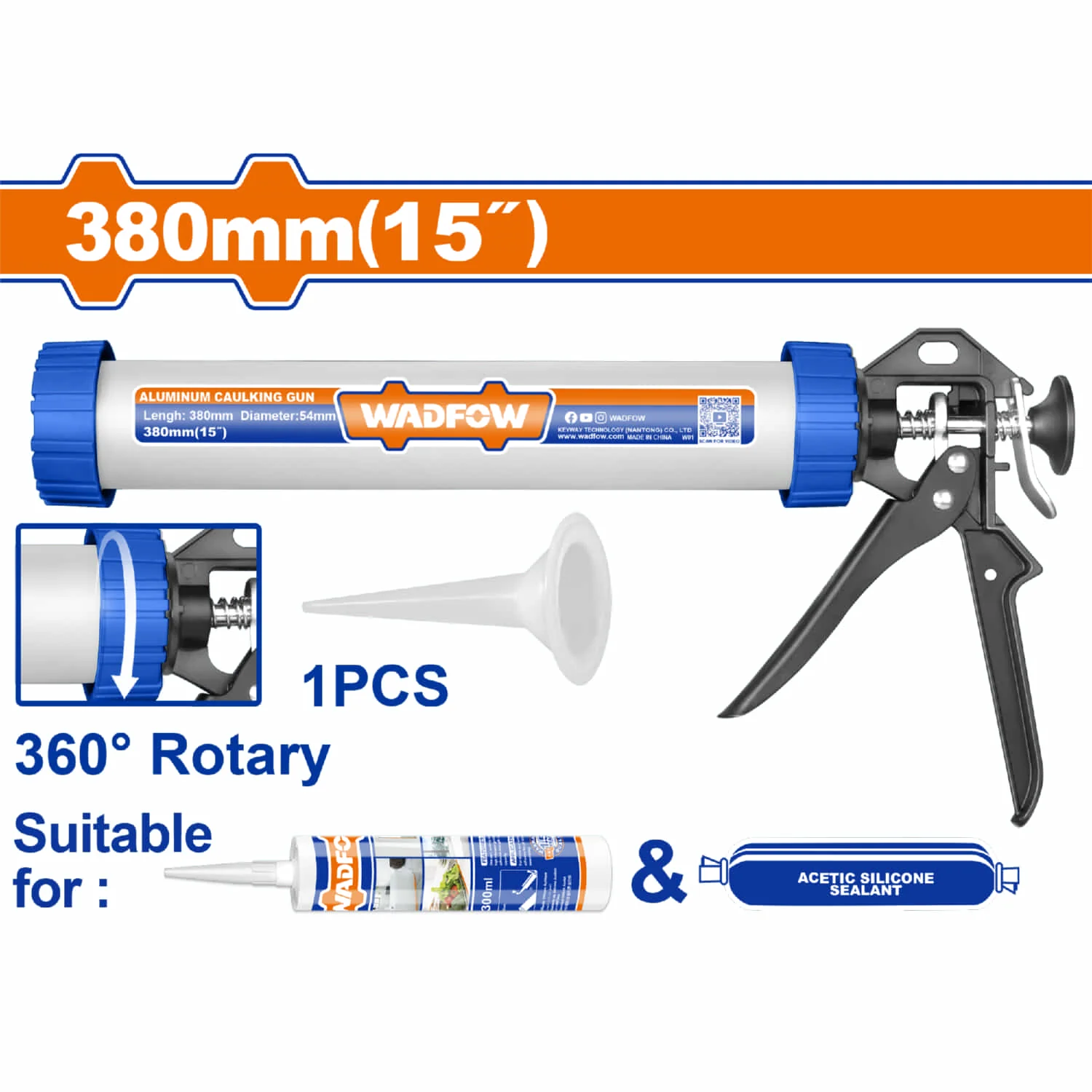 Pistola Calafateadora (380Mm) 15" Para Usar Con Silicón. Mango De Aluminio Resistente.