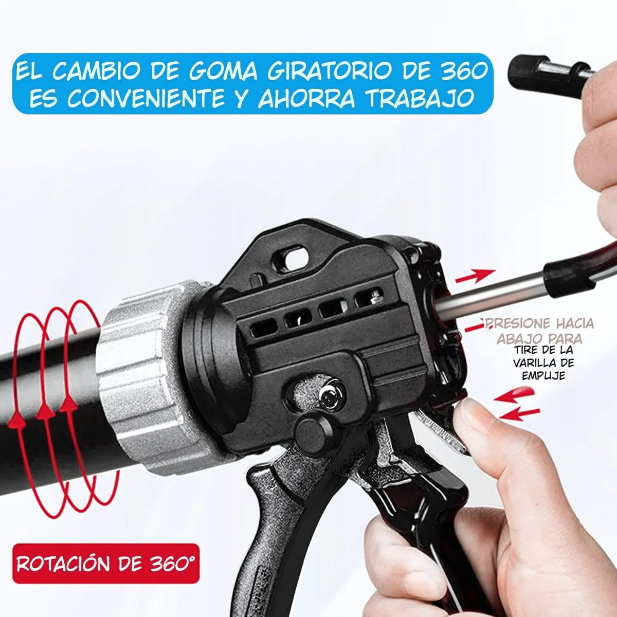 Pistola De Calafateo Profesional Con Linterna Incorporada Para Silicona. Aplicador De Cartuchos, Adhesivos, Salchichas Y Selladores. Calafateadora. 19 Axis Luxury (Set De 48 Piezas) - Image 2