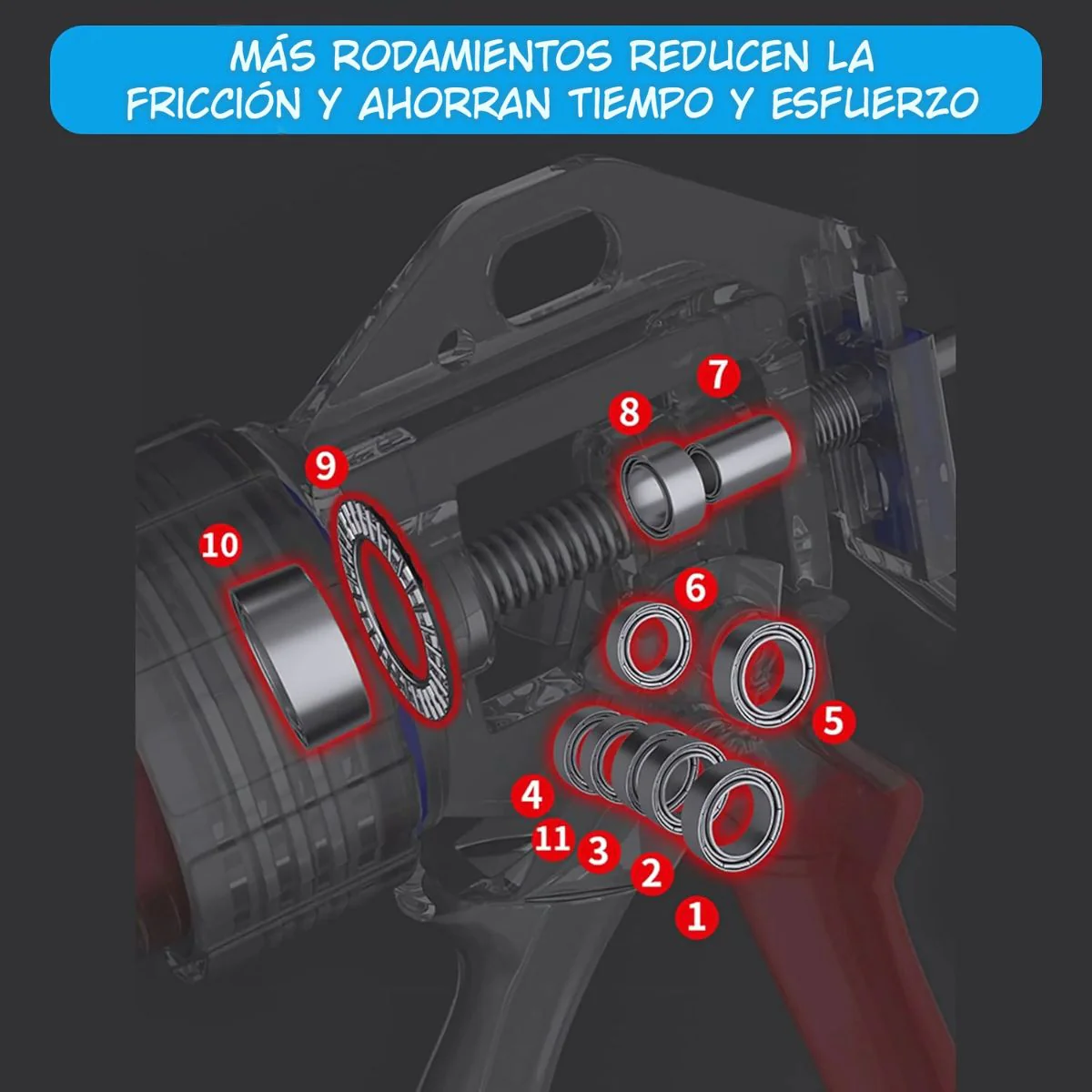 Pistola De Calafateo Profesional Con Linterna Incorporada Para Silicona. Aplicador De Cartuchos, Adhesivos, Salchichas Y Selladores. Calafateadora. 19 Axis Luxury (Set De 48 Piezas) - Image 3