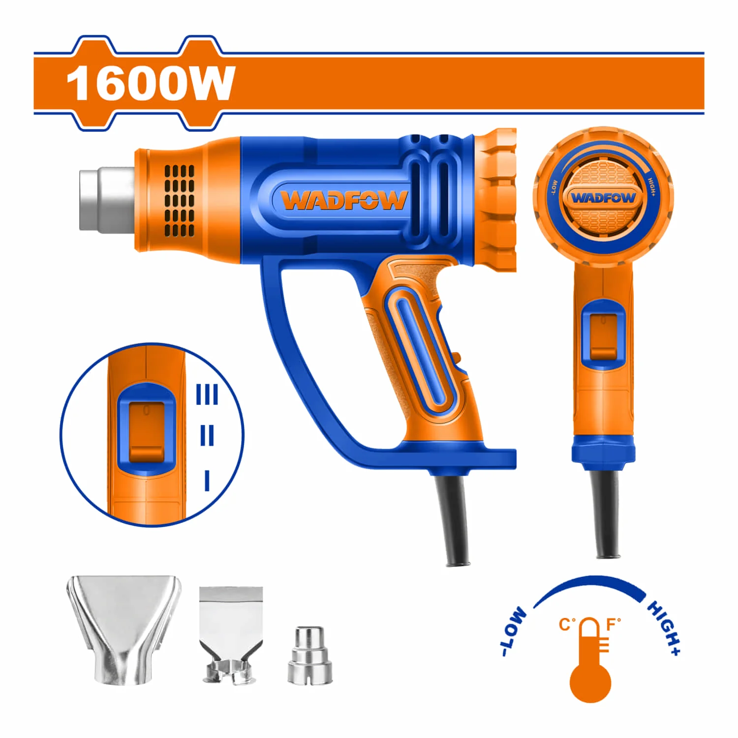 Pistola De Calor 1600W 110-120V Temp 450ºC 550ºC Incluye Boquilla. Blower Aire Caliente - Image 2