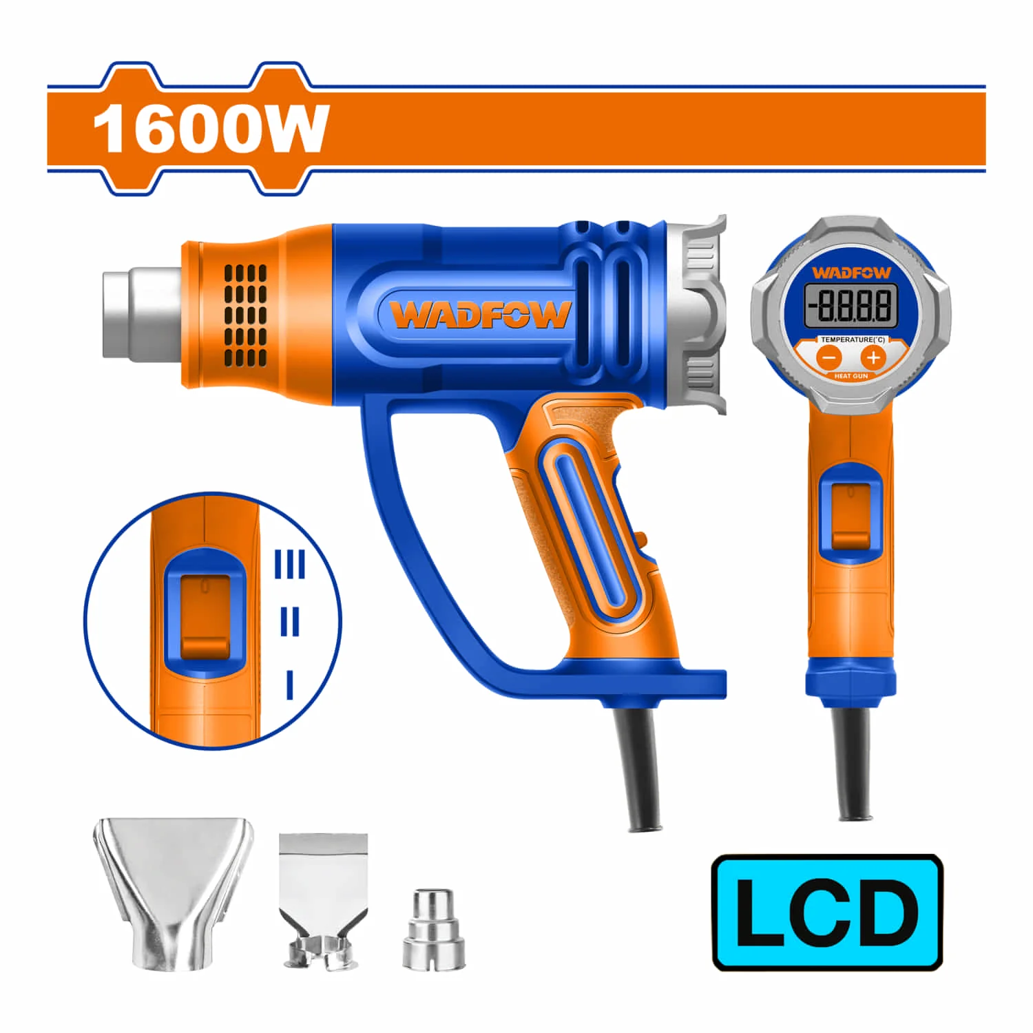 Pistola De Calor 1600W 110-120V Temp 600ºC Pantalla LCD Incluye Boquilla. Blower Aire Caliente - Image 2