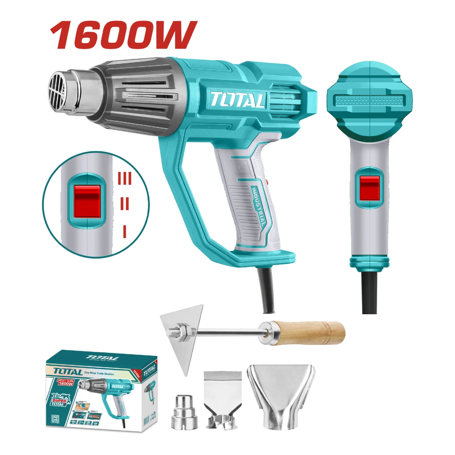Pistola De Calor 1600W 50º 450º 550ºC Incluye Accesorios. Blower Aire Caliente. Super Total - Image 2