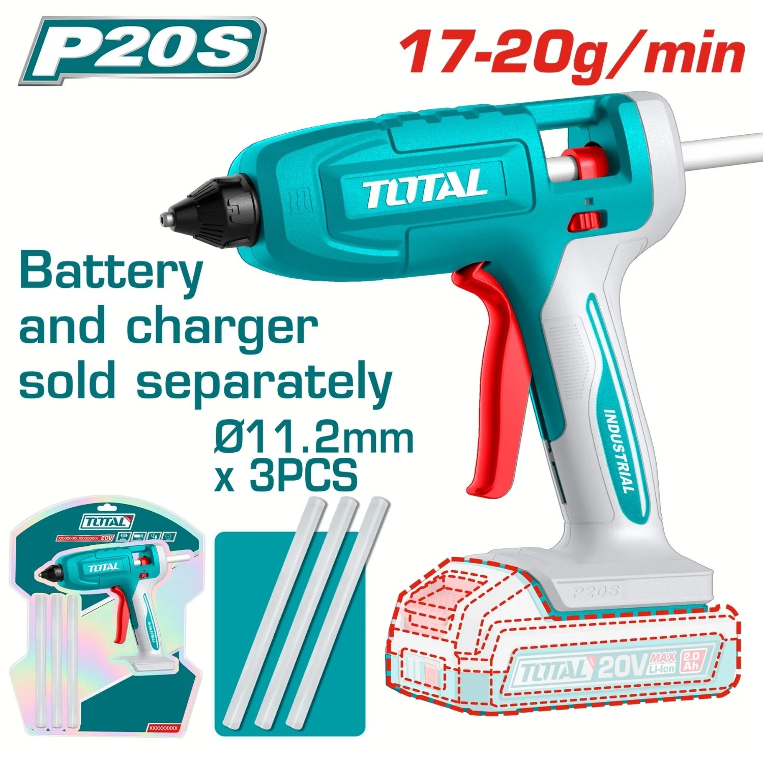 Pistola De Silicon A Bateria 20V. No Incluye Bateria Ni Cargador.