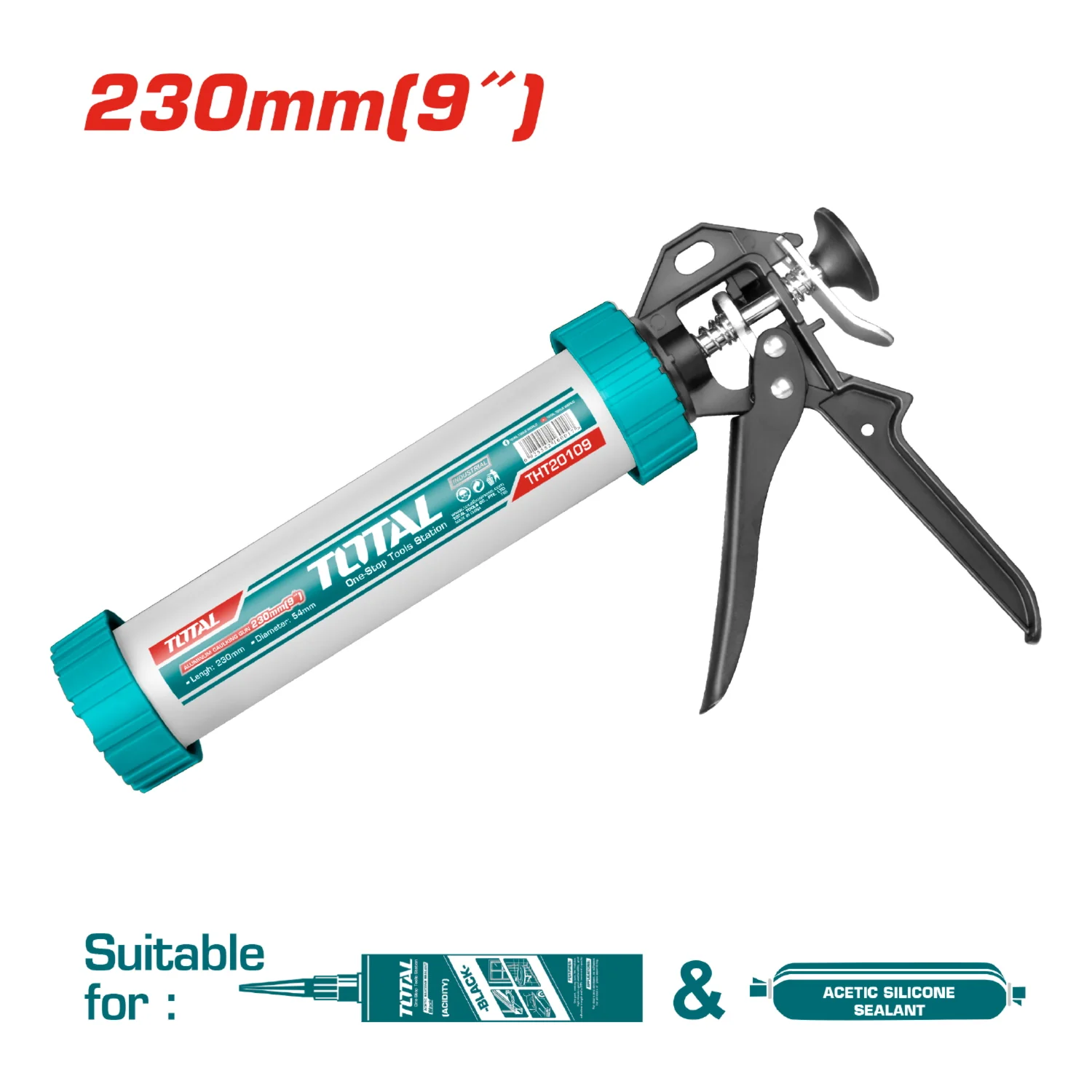 Pistola De Silicón De 9" Calafateadora De Aluminio 2En1 Para Salchichas O Cartuchos - Image 2