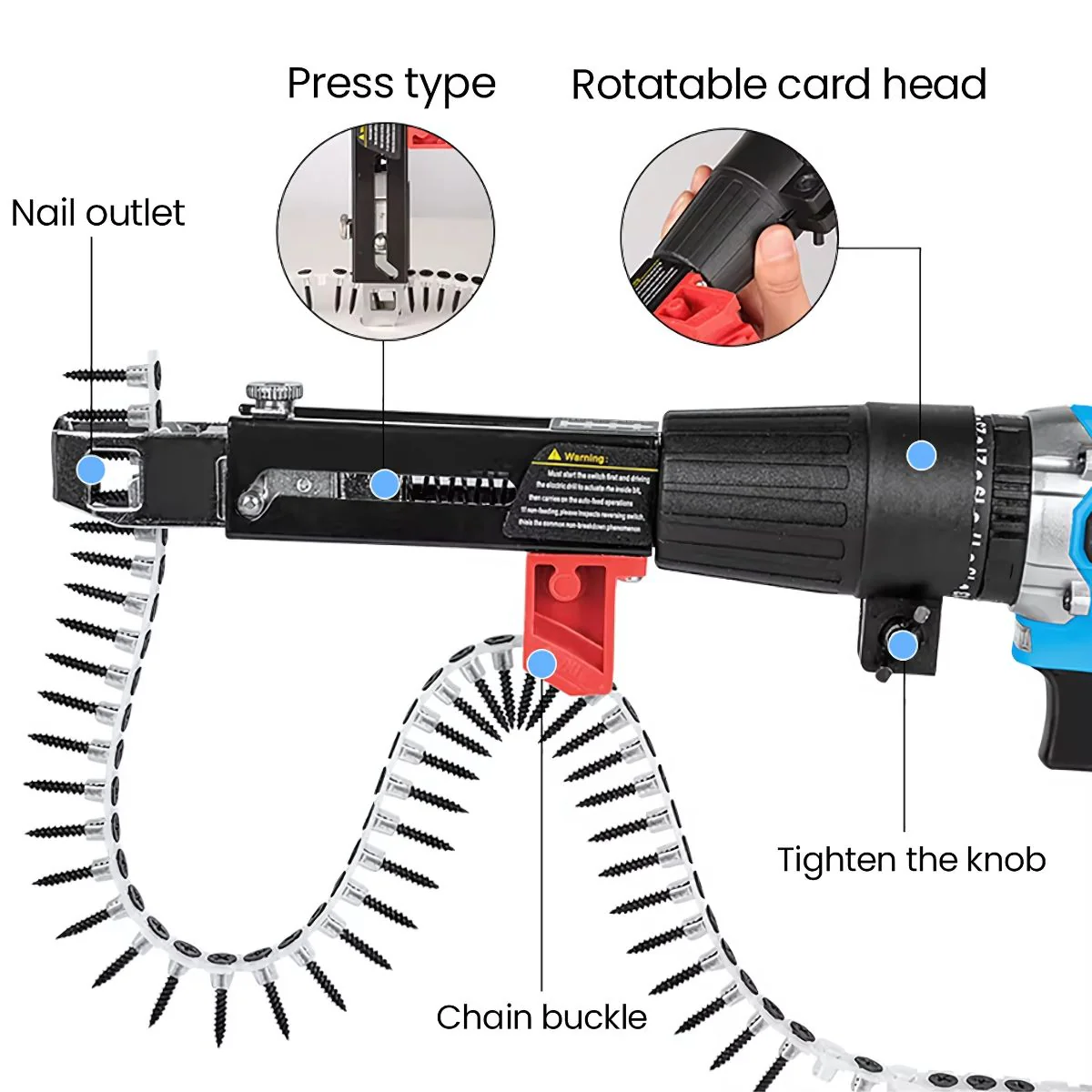 Pistola De Tornillo Eléctrica Para Paneles De Yeso. Adaptador Automático Para Taladro, Ajustable Y Fácil De Usar. Automática Para Cinta De Tornillos - Image 4