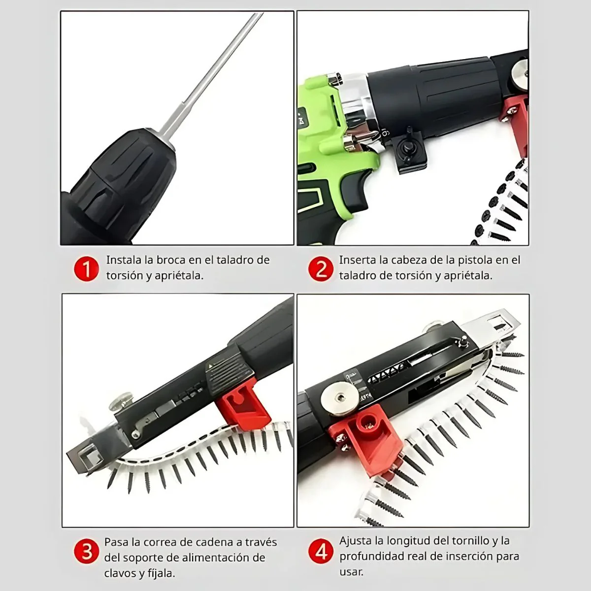 Pistola De Tornillo Eléctrica Para Paneles De Yeso. Automática Para Cinta De Tornillos. Adaptador Automático Para Taladro, Ajustable Y Fácil De Usar - Image 2