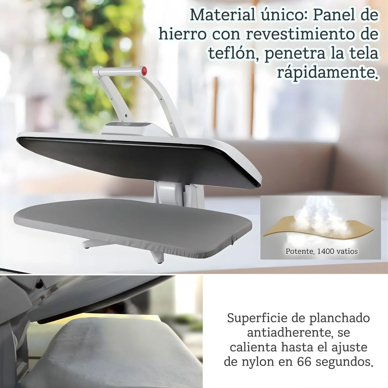 Plancha De Vapor Eléctrica Para Ropa 1400W Con Panel De Teflón Antiadherente Y Control Digital. Prensa De Vapor Para Ropa. - Image 5