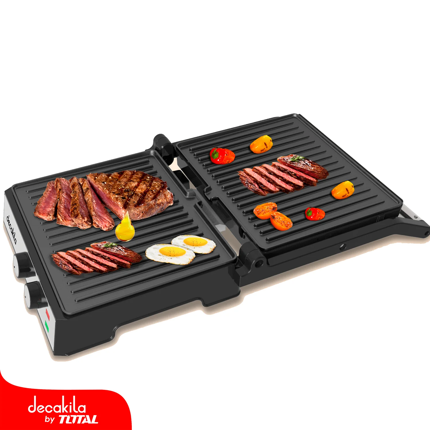 Plancha Eléctrica Con Control De Temperatura Y Temporizador - 1500W, L290xw240mm. 4 Rebanadas. Grill - Image 3