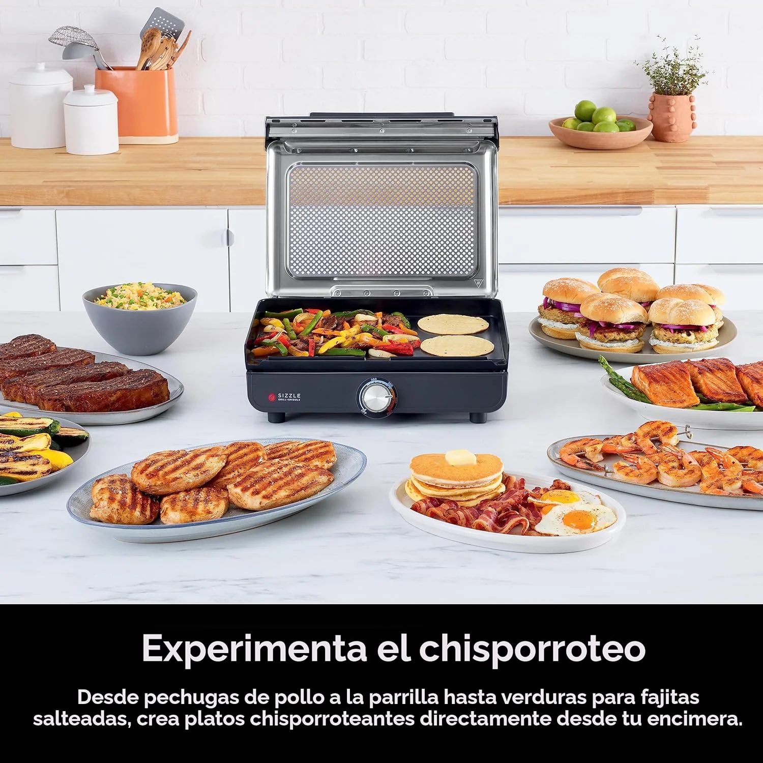 Plancha Y Parrilla Eléctrica De Interior Ninja Sizzle. 2 En 1 Con Placas Intercambiables Antiadherentes De 14 Pulgadas. - Image 3
