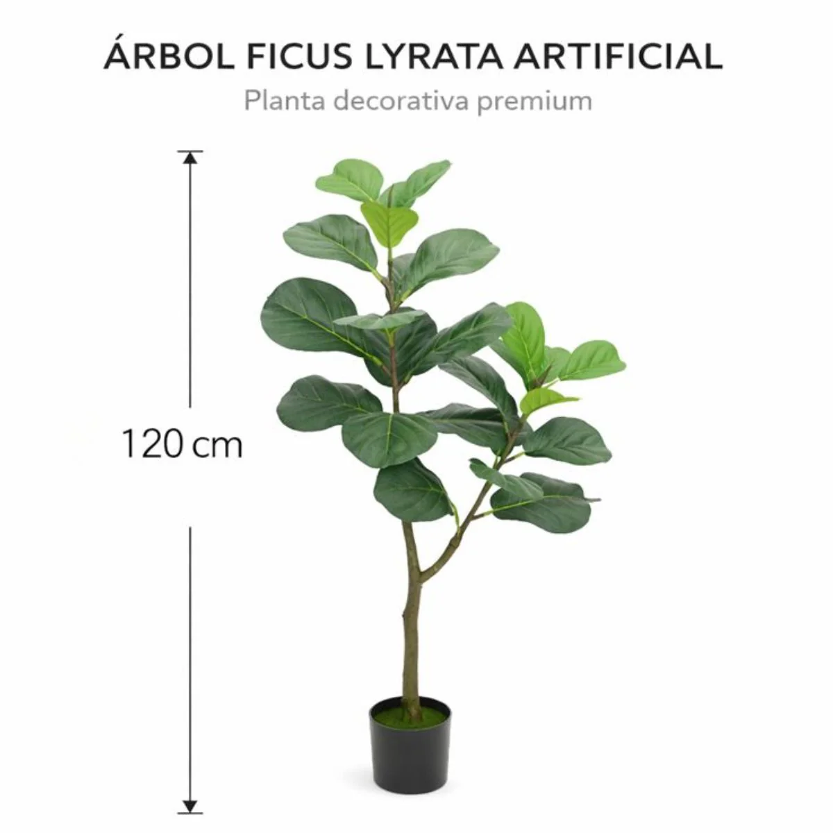 Planta Artificial Ficus Lyrata. Árbol Ficus Decorativo Para Interiores. Altura De 120 Cm. - Image 2