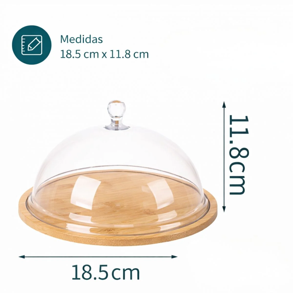 Plato Redondo De Bambú Con Tapa Transparente Ideal Para Postres, Pan Y Snacks, Uso Doméstico Y Comercial. Bandeja De Madera. Panera. 11” (28Cm) - Image 4