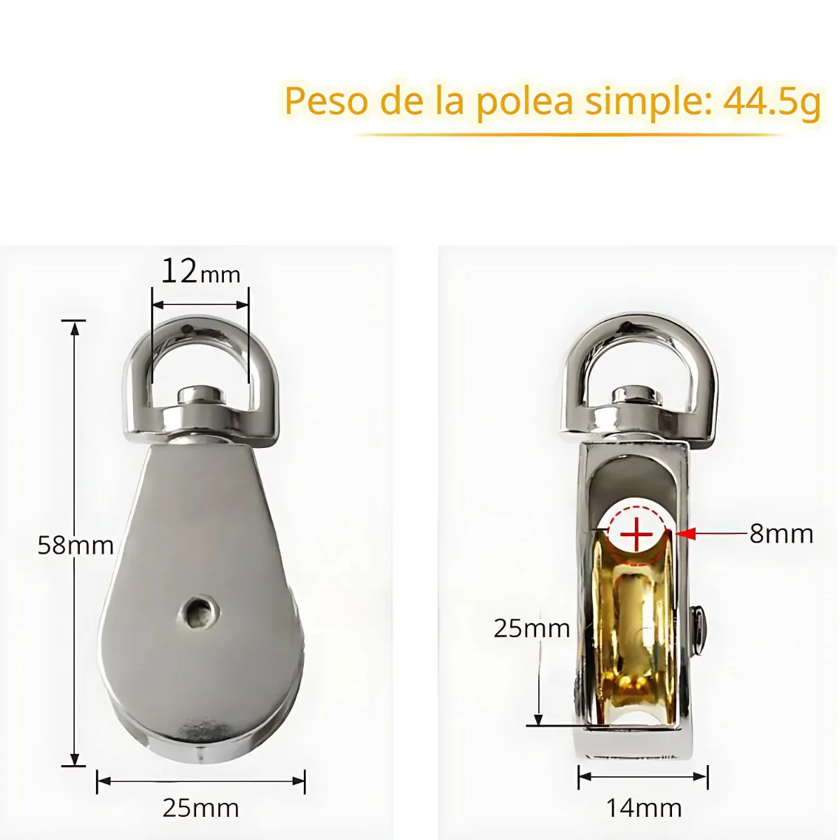 Polea Para Noria. Polea Giratoria 1” De Aleación Zinc Para Noria Y Cable De 8Mm Uso Liviano. Garrucha. - Image 2