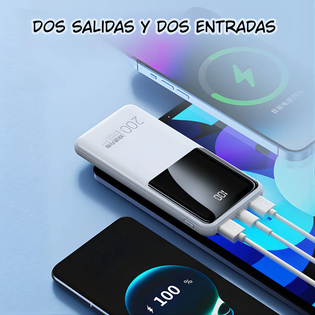 Power Bank Cargador 20000 Mah Carga Rápida. Batería Portátil Con Pantalla Digital. Doble Puerto USB Y Entradas USB-C Y Micro USB. - Image 3